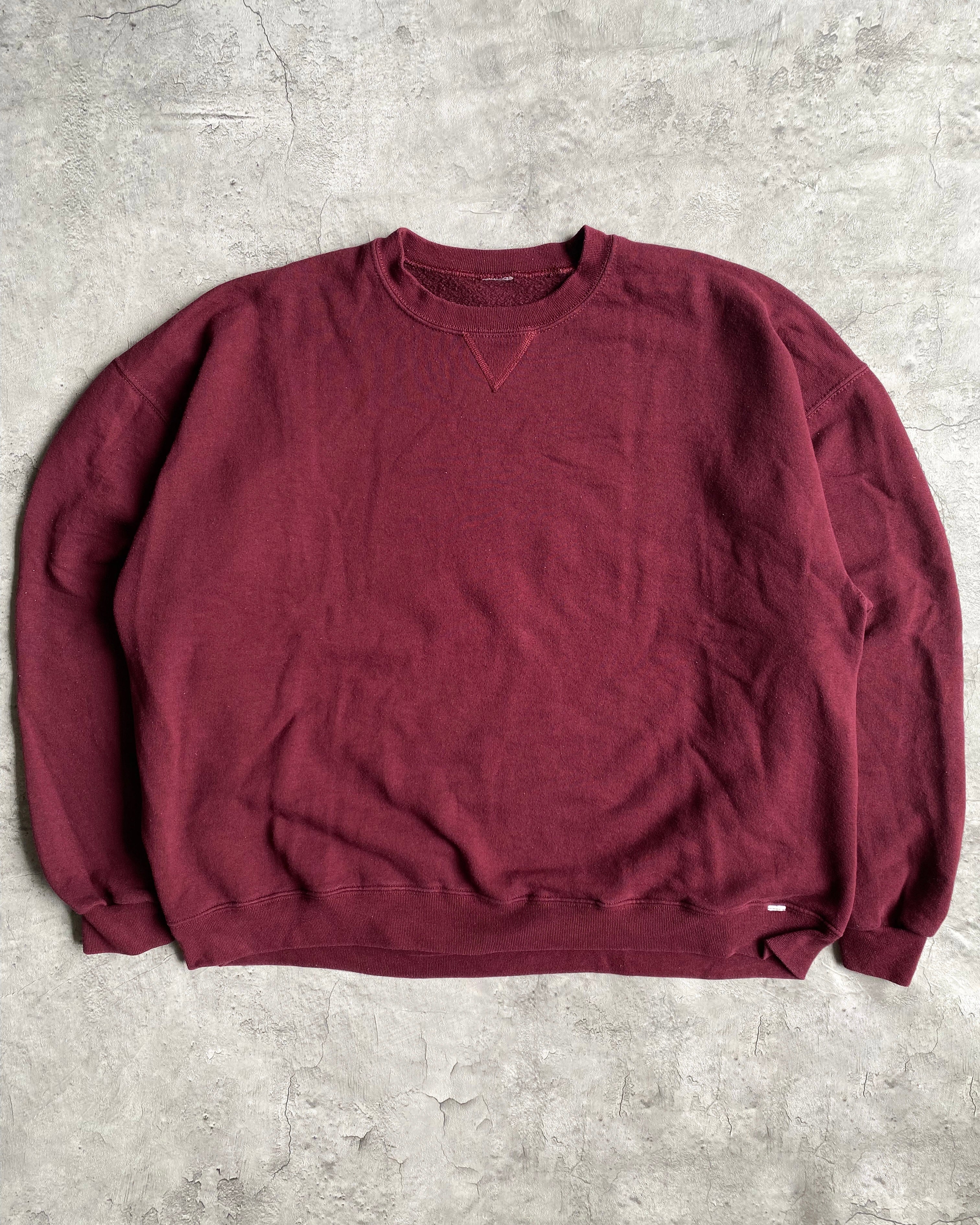 1990S RUSSELL BLANK MAROON CREWNECK SWEATSHIRT (L-XXL)