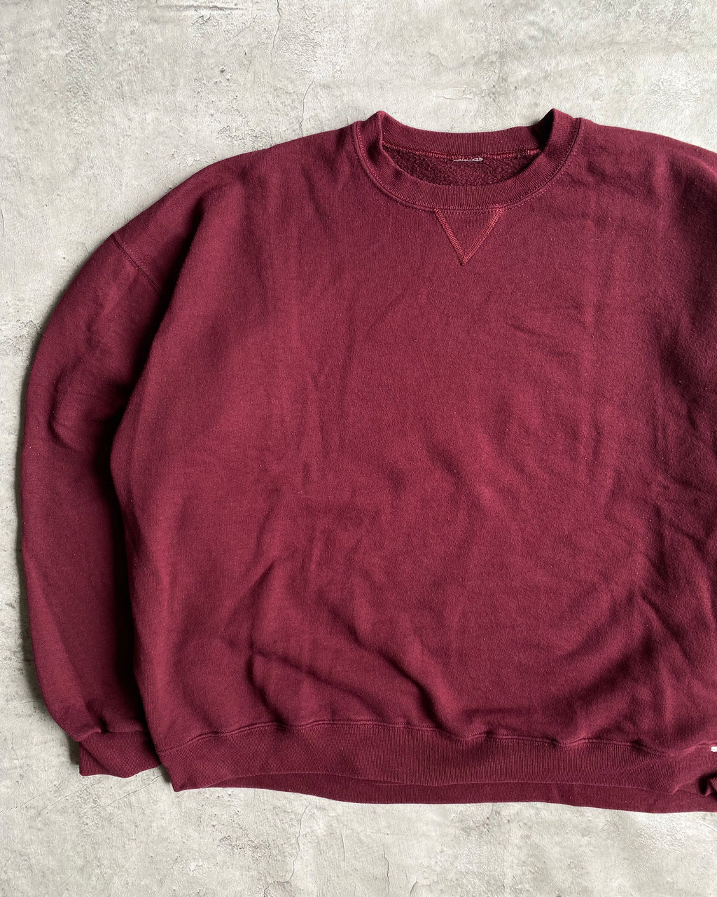 1990S RUSSELL BLANK MAROON CREWNECK SWEATSHIRT (L-XXL)