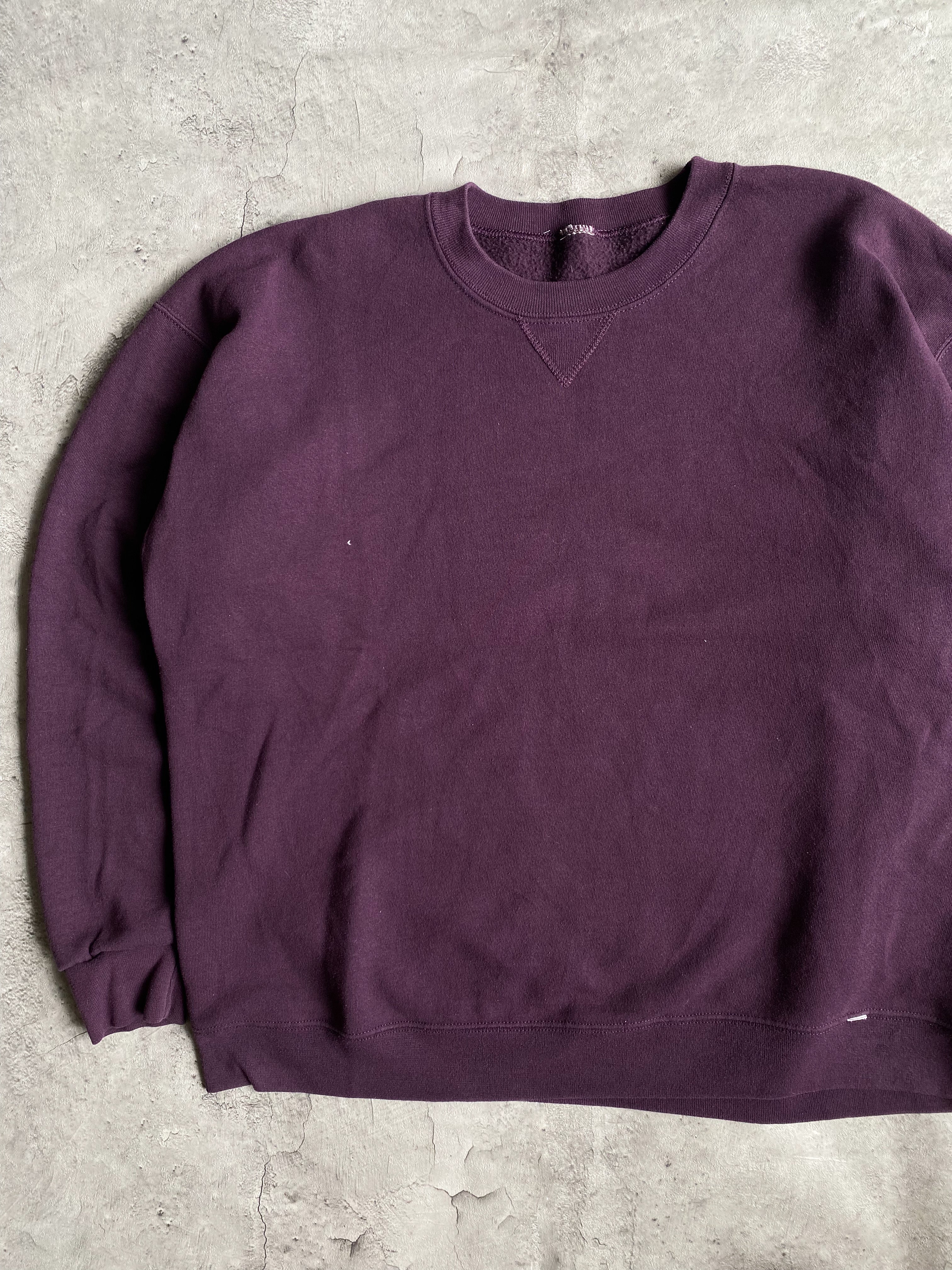 1990S RUSSELL PURPLE BLANK CREWNECK SWEATSHIRT (L/XL)