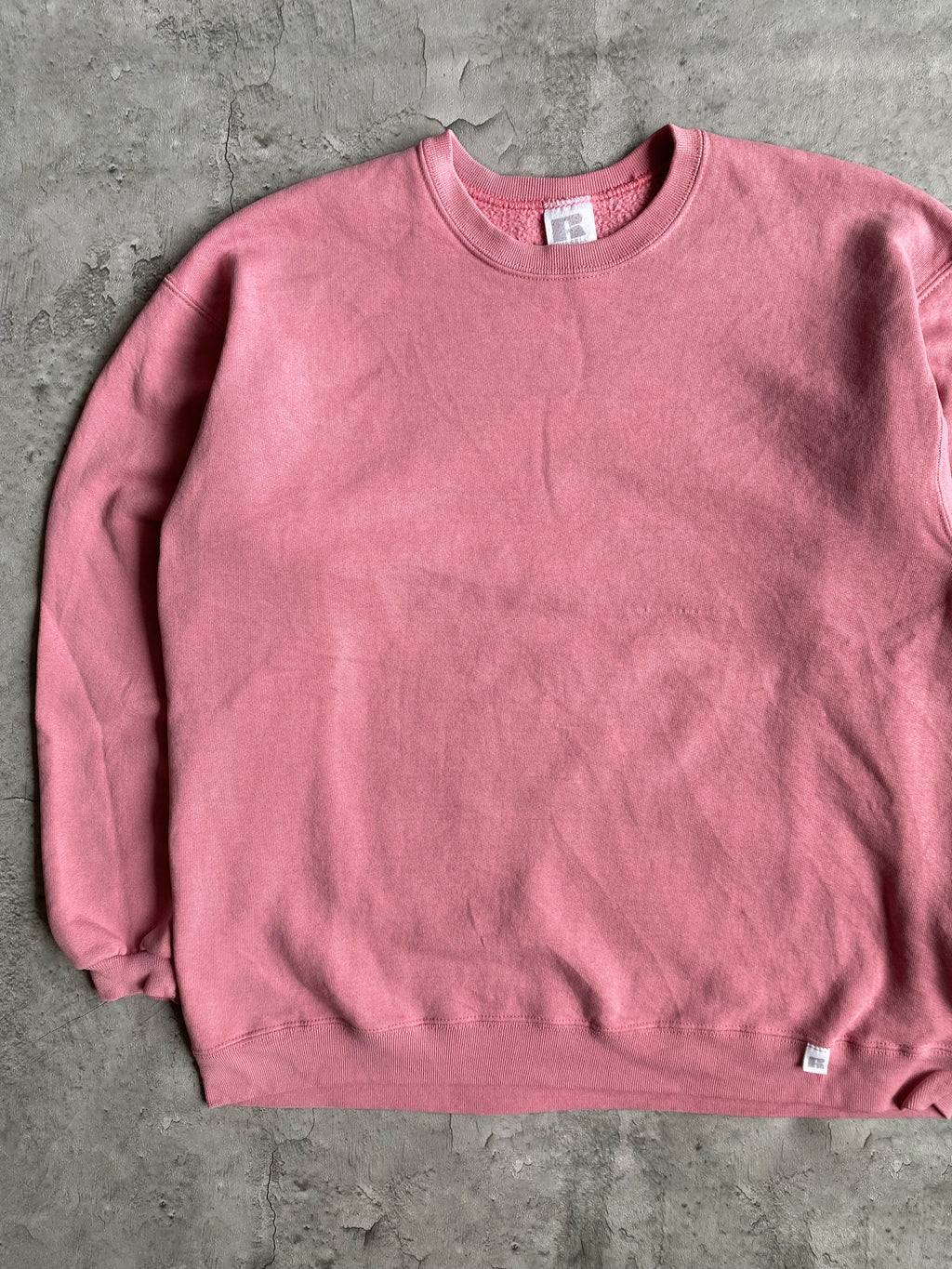 1990S RUSSELL PINK BLANK CREWNECK SWEATSHIRTS (L)