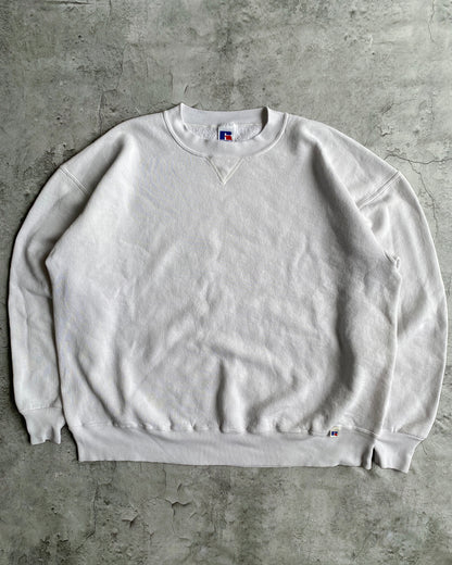 1990S RUSSELL WHITE BLANK CREWNECK SWEATSHIRT (XL)